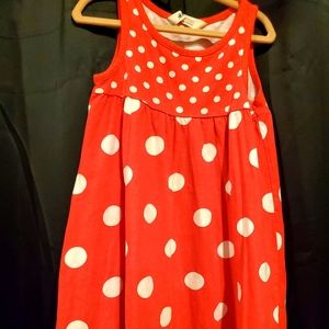 Girls red polka and white dot dress